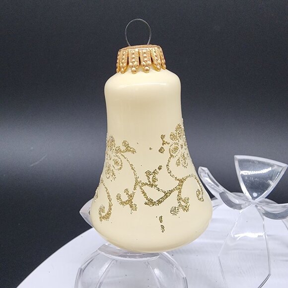 VTG Glass Bell Christmas Ornaments Birds & Floral Designs Jeweled Germany Krebs - Picture 12 of 12
